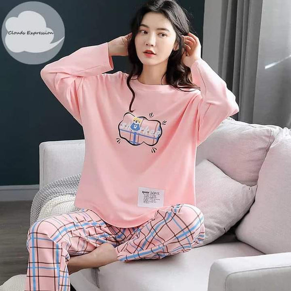 Pink Sharkee Printed Night Suit