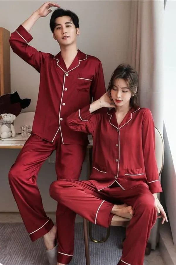 SILK PAJAMA SUIT WITH SCRUNCHIE - PEARL